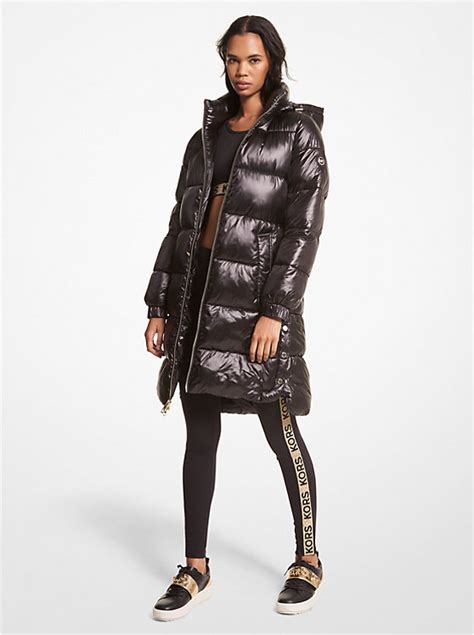 michael michael kors metallic satin ciré quilted puffer coat|Metallic Satin Ciré Quilted Puffer Coat .